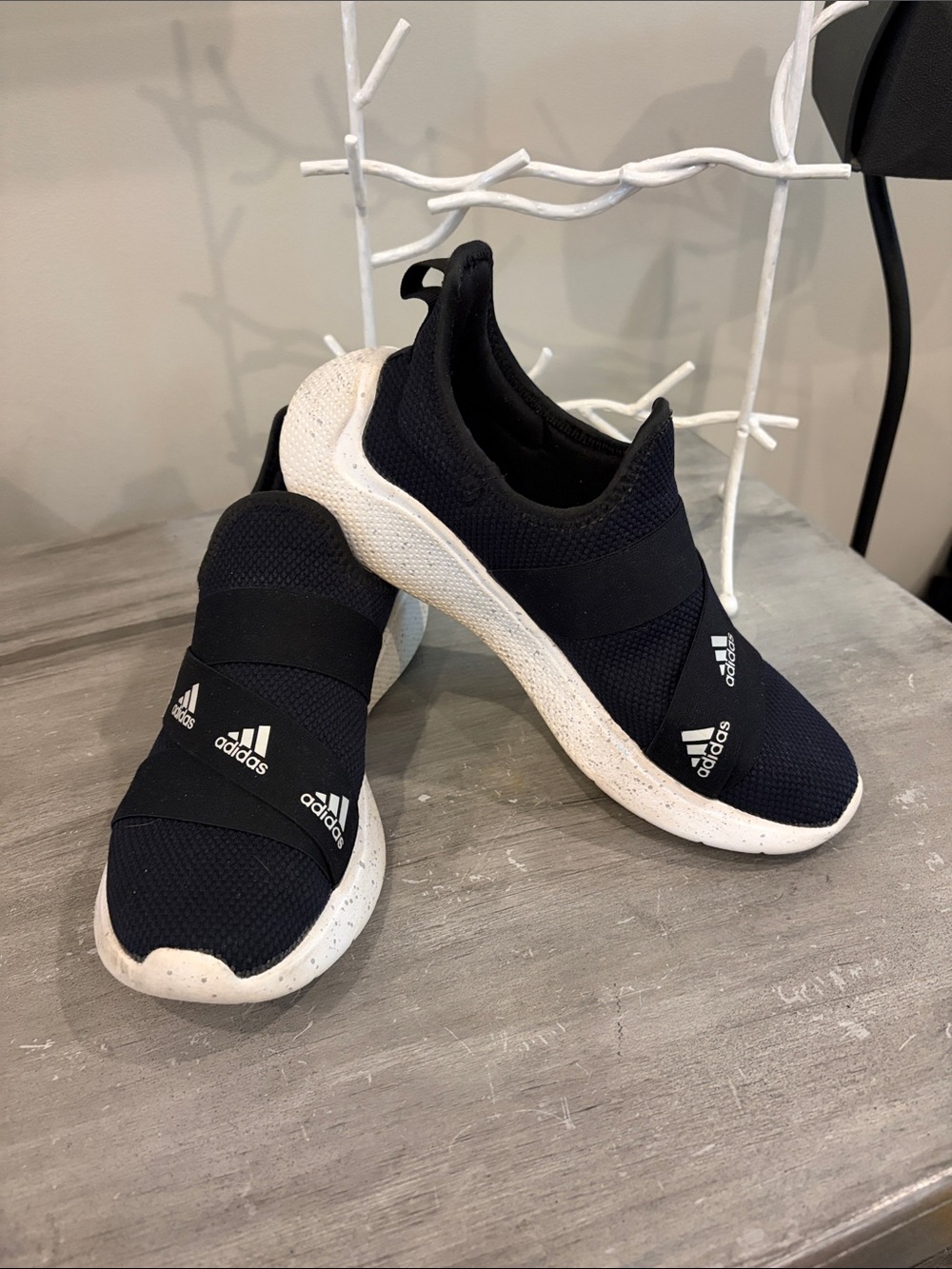 Adidas Women's Puremotion Adapt Slip-On Sneakers - Black/White - Size 7.5